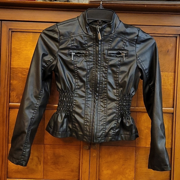 GIRLS Other - GIRLS FAUX LEATHER JACKET SIZE 10/12